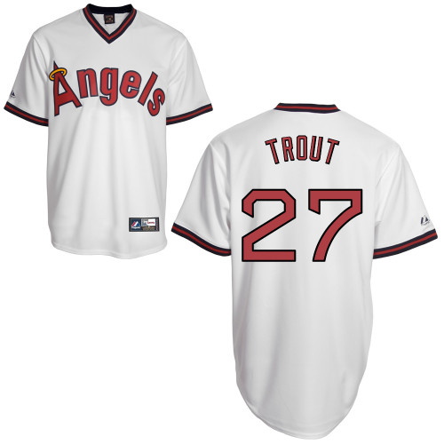 Mike Trout #27 MLB Jersey-Los Angeles Angels of Anaheim Men's Authentic Cooperstown White Baseball Jersey